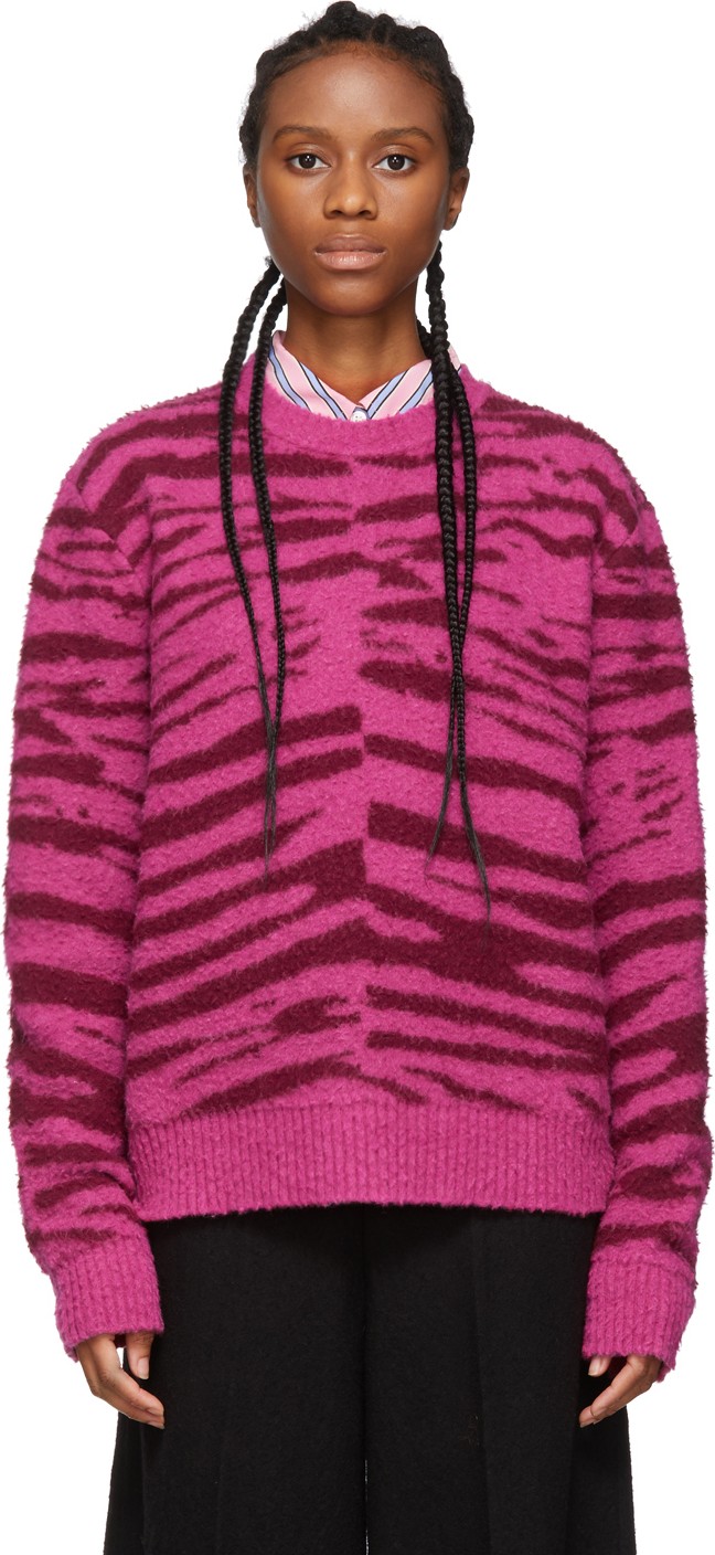 MARC JACOBS Pink Wool Grunge Tiger Sweater