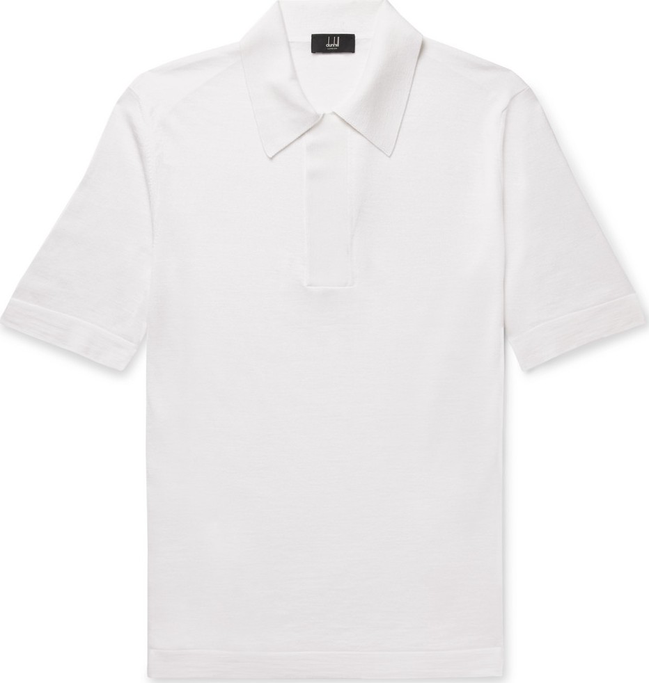 Dunhill Merino Wool and Mulberry Silk-Blend Polo Shirt