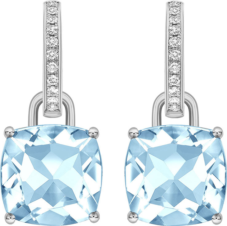 Kiki McDonough 18k White Gold Topaz & Diamond Drop Earrings