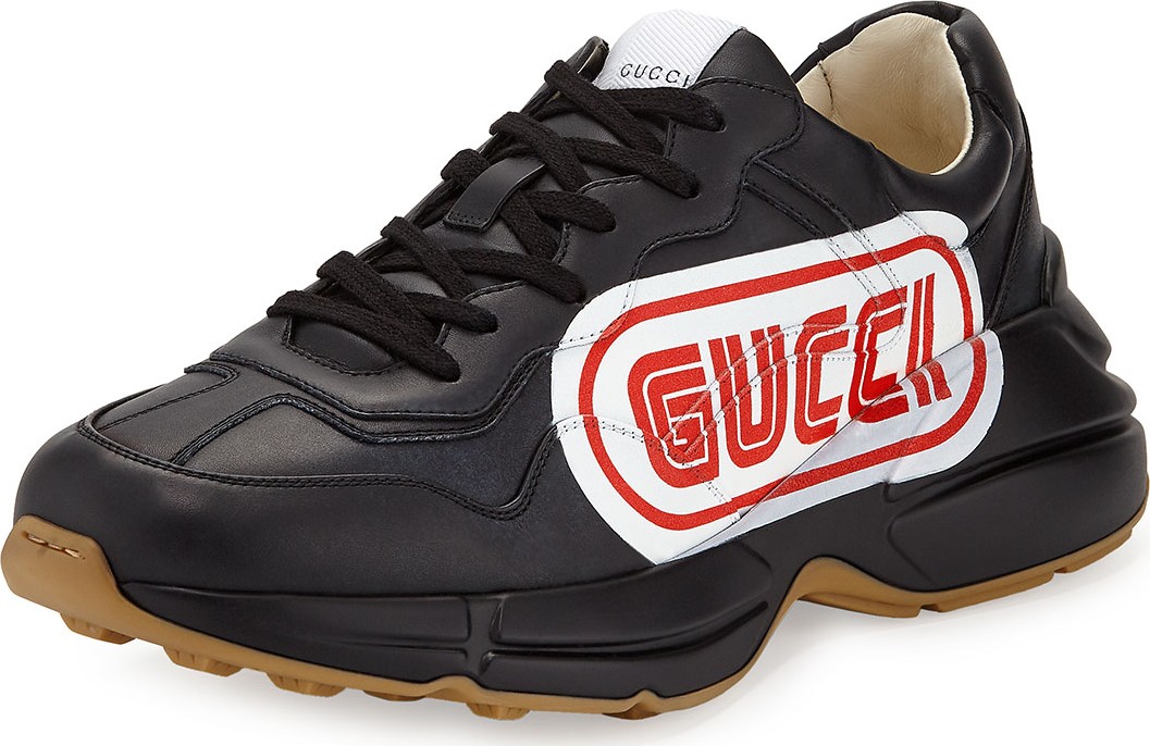 Gucci Rhyton Gucci Print Leather Sneaker