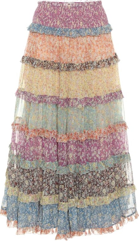 Zimmermann Carnaby floral silk midi skirt