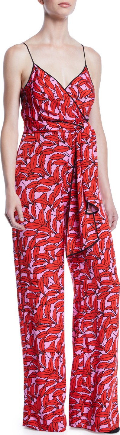 DIANE von FURSTENBERG Barry Printed Stretch-Viscose Tie-Front Jumpsuit
