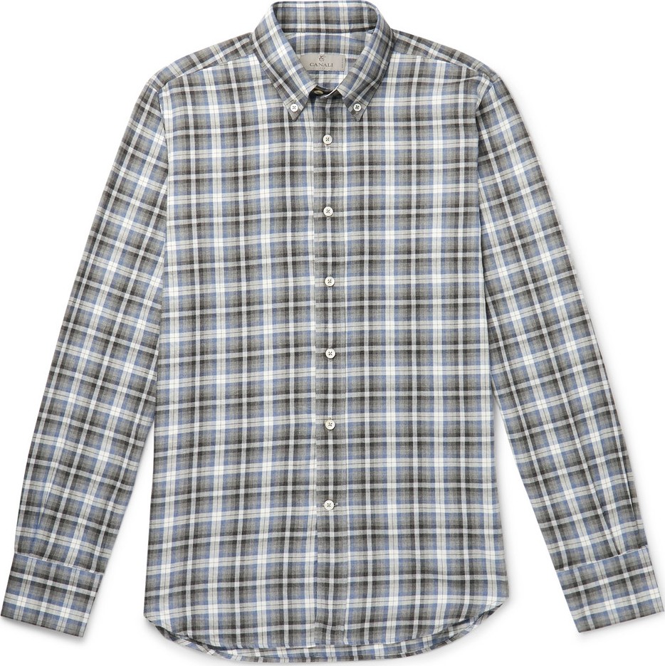 Canali Slim-Fit Checked Cotton-Flannel Shirt