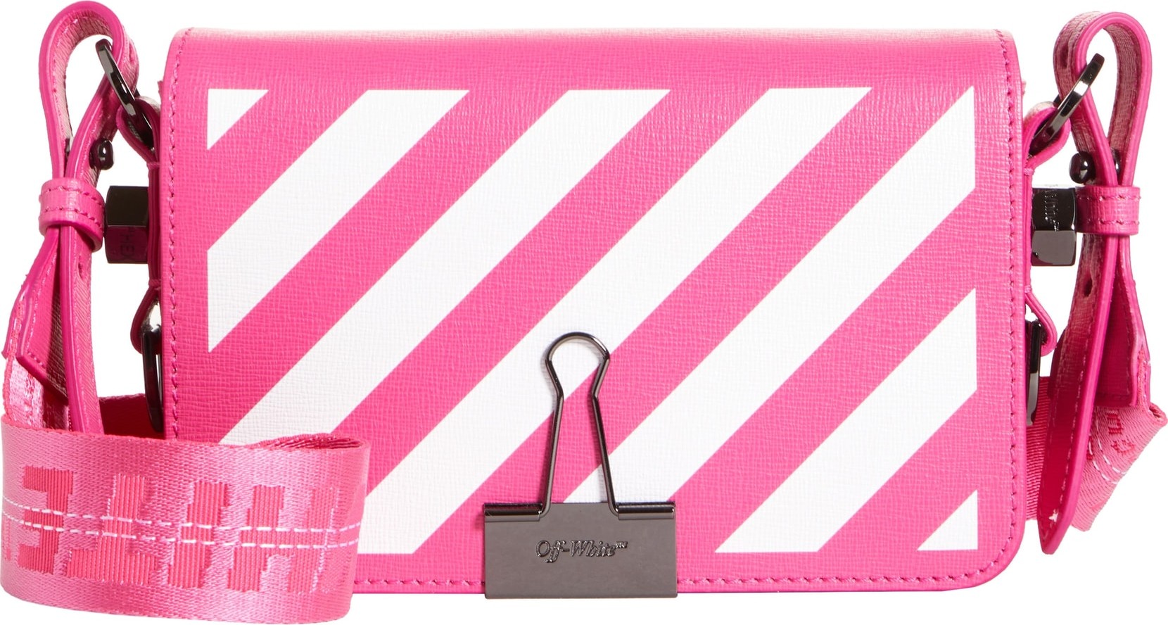 Off White Diagonal Stripe Mini Flap Bag