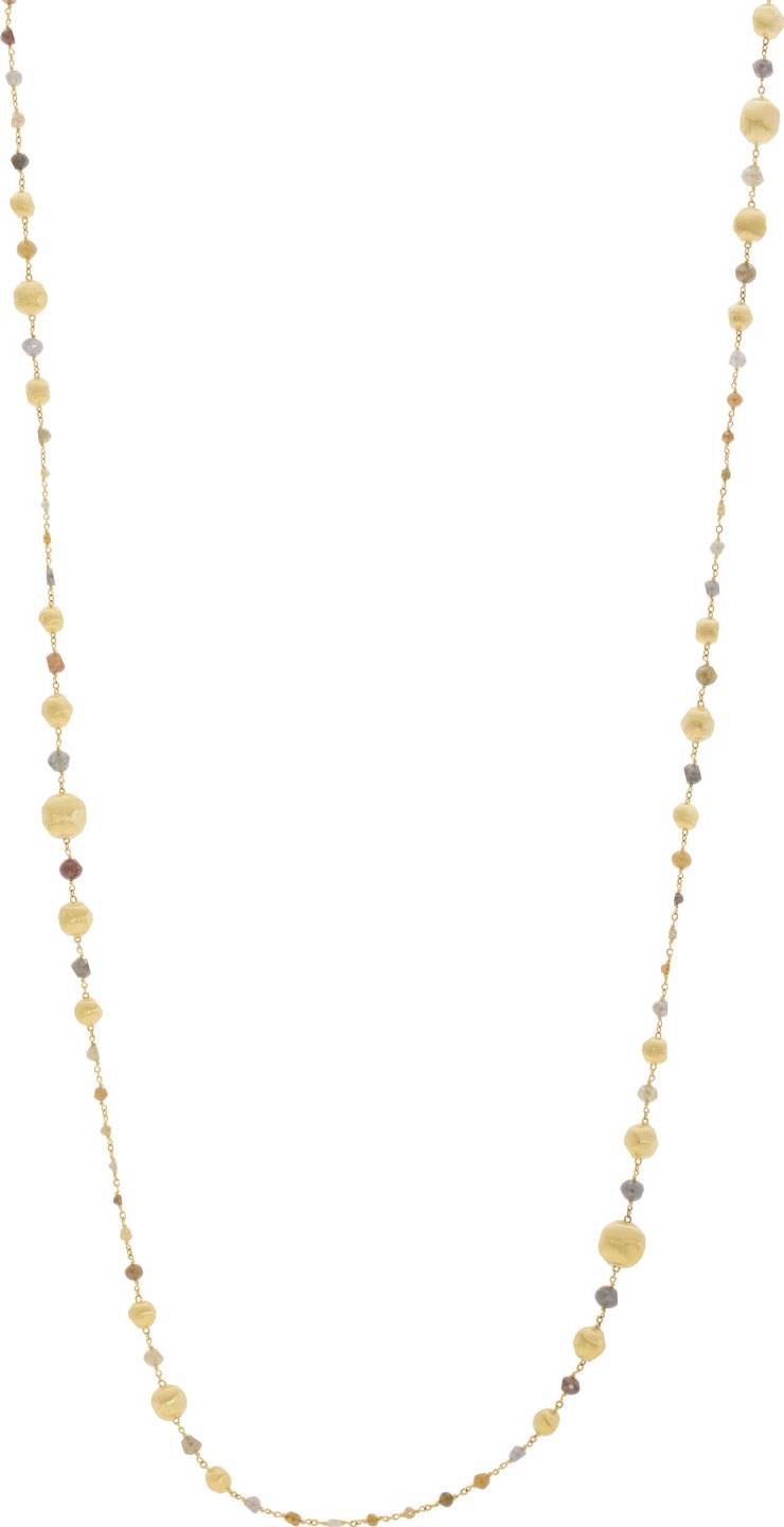 Marco Bicego Unico Africa Beaded Necklace with Rough Diamonds, 36" (33.64ct)