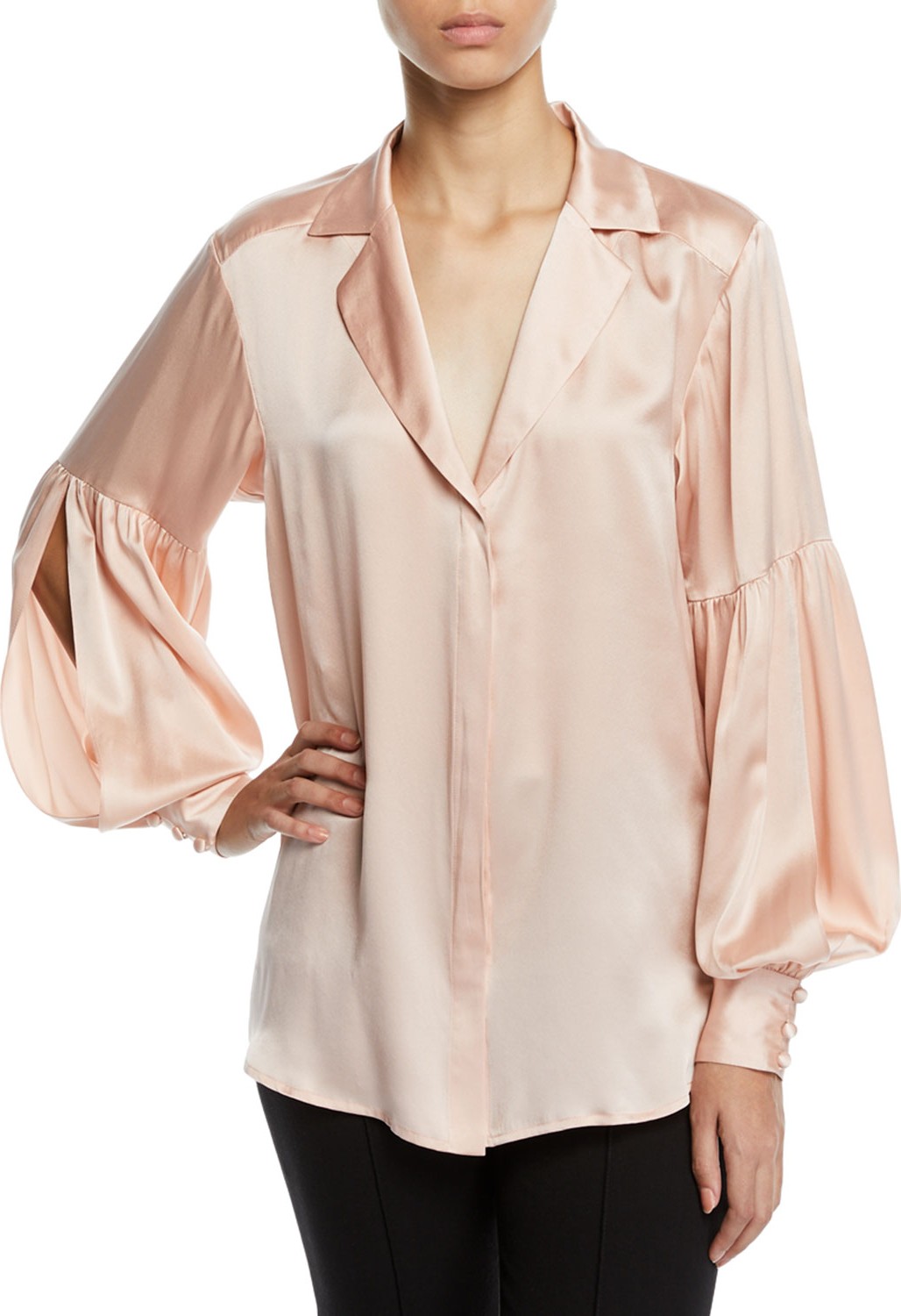 Nanette Lepore Sonnet Silk Balloon-Sleeve Blouse