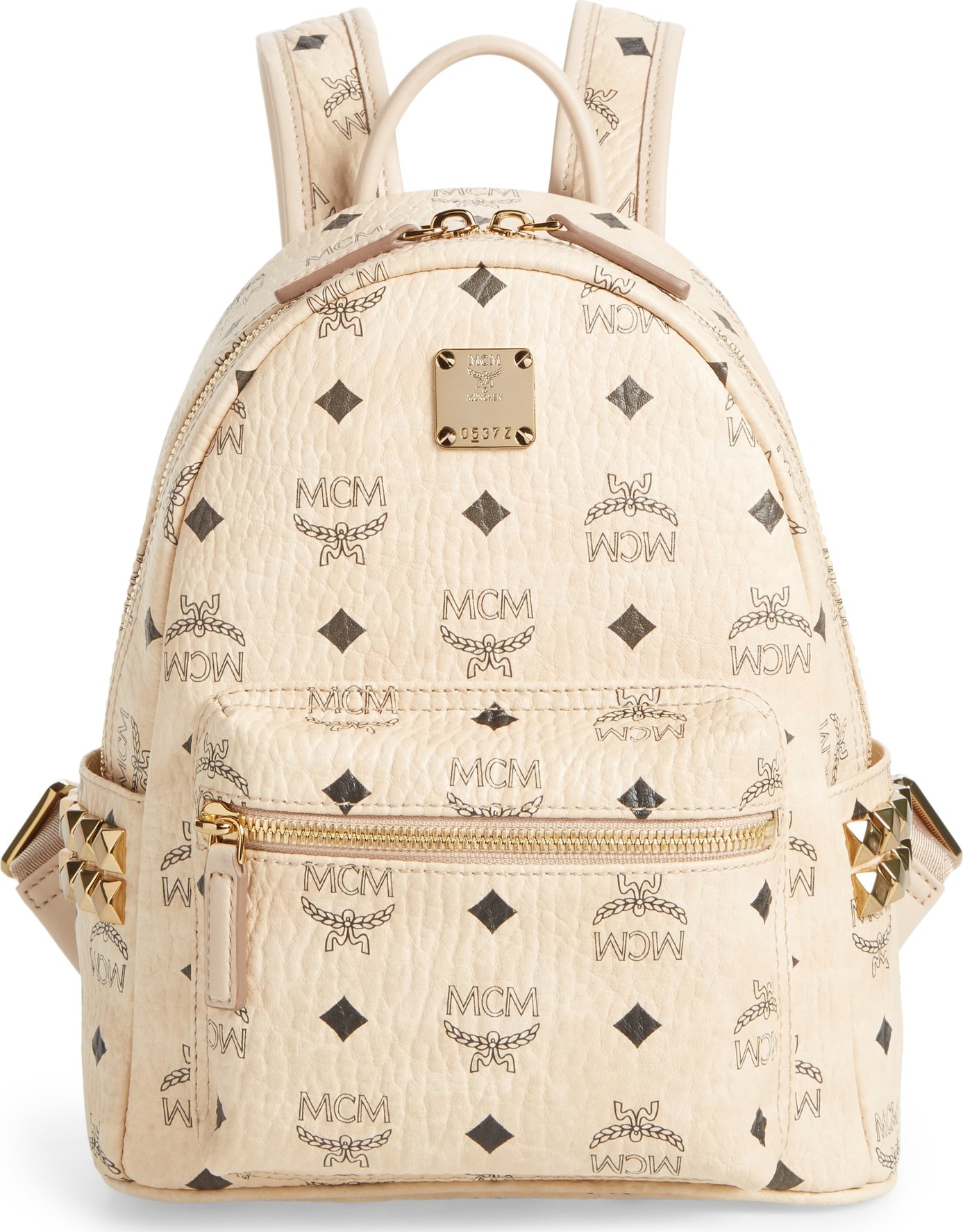 MCM Mini Stark Side Stud Coated Canvas Backpack