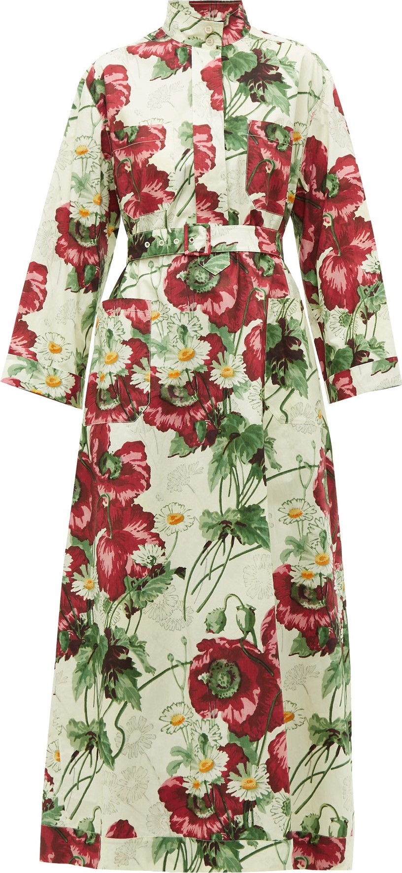 Gucci Poppy-print cotton-poplin midi dress