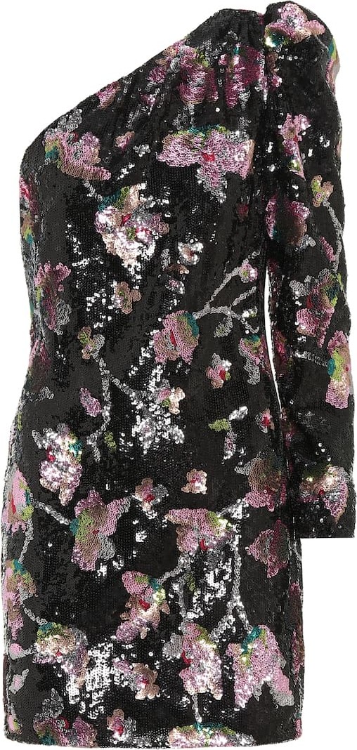 Self Portrait Sequined one-shoulder minidress
