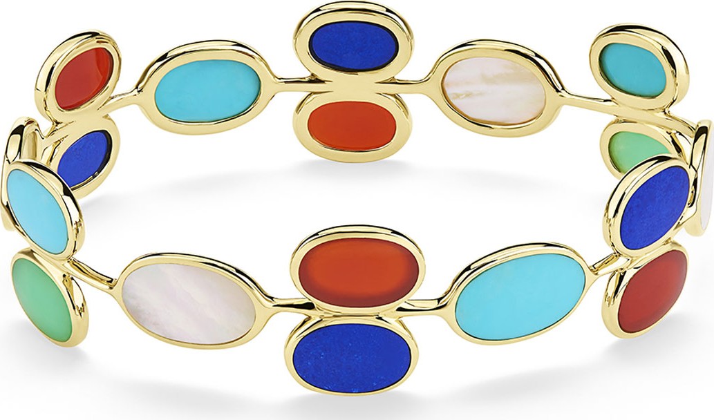 IPPOLITA 18K Polished Rock Candy All-Around Oval Stone Bangle in Riviera Sky