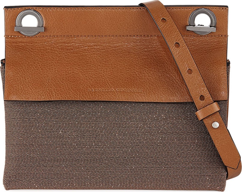 Brunello Cucinelli Leather and Monili Shoulder Bag