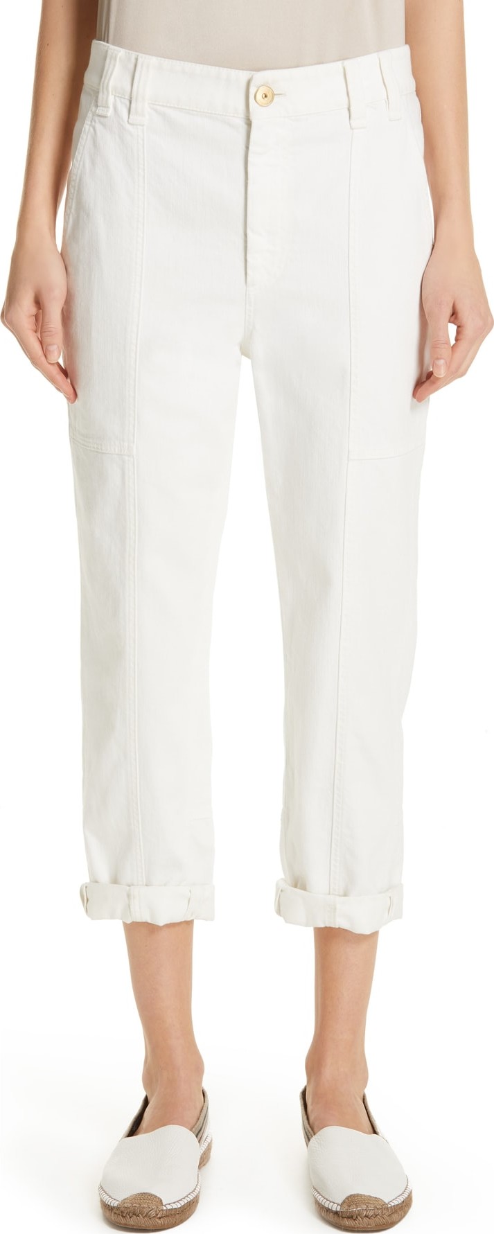 Brunello Cucinelli Stretch Cotton Crop Cargo Pants