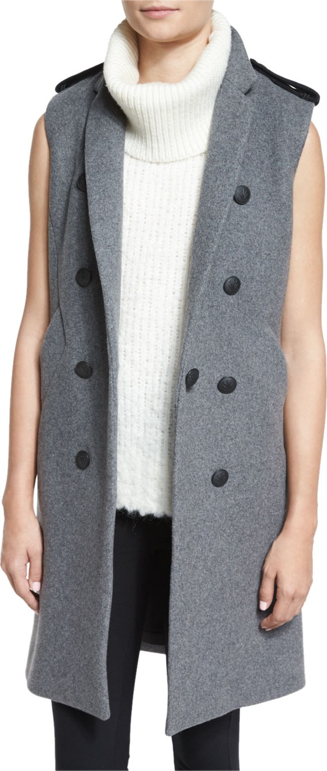 Rag & Bone Ashton Tailored Wool-Blend Vest, Heather Gray