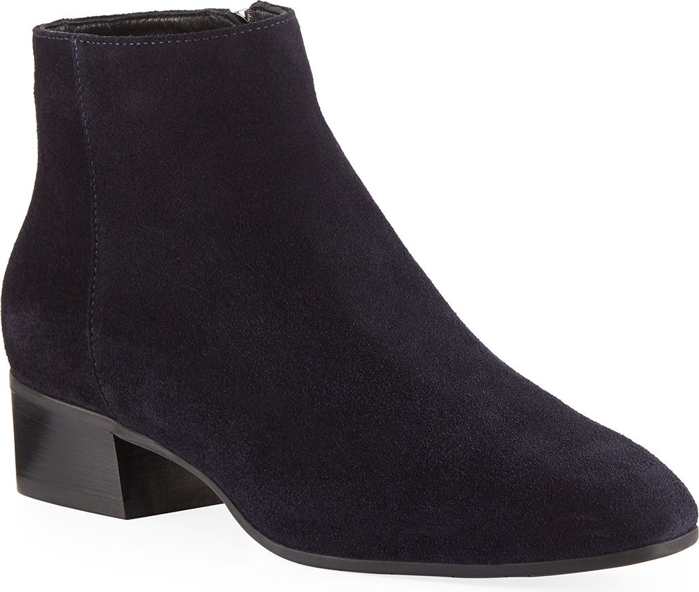 Aquatalia Fuoco Low-Heel Suede Zip Booties