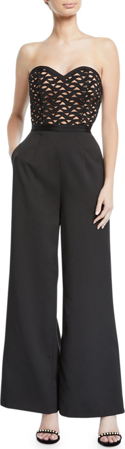 Aijek Faith Strapless Wide-Leg Jumpsuit