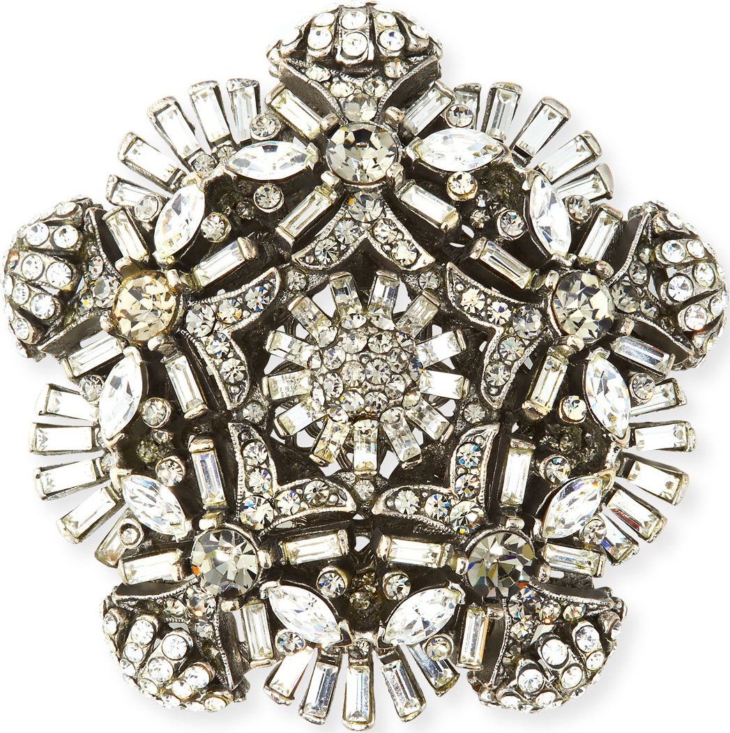 Jose & Maria Barrera Clear & Black Crystal Brooch