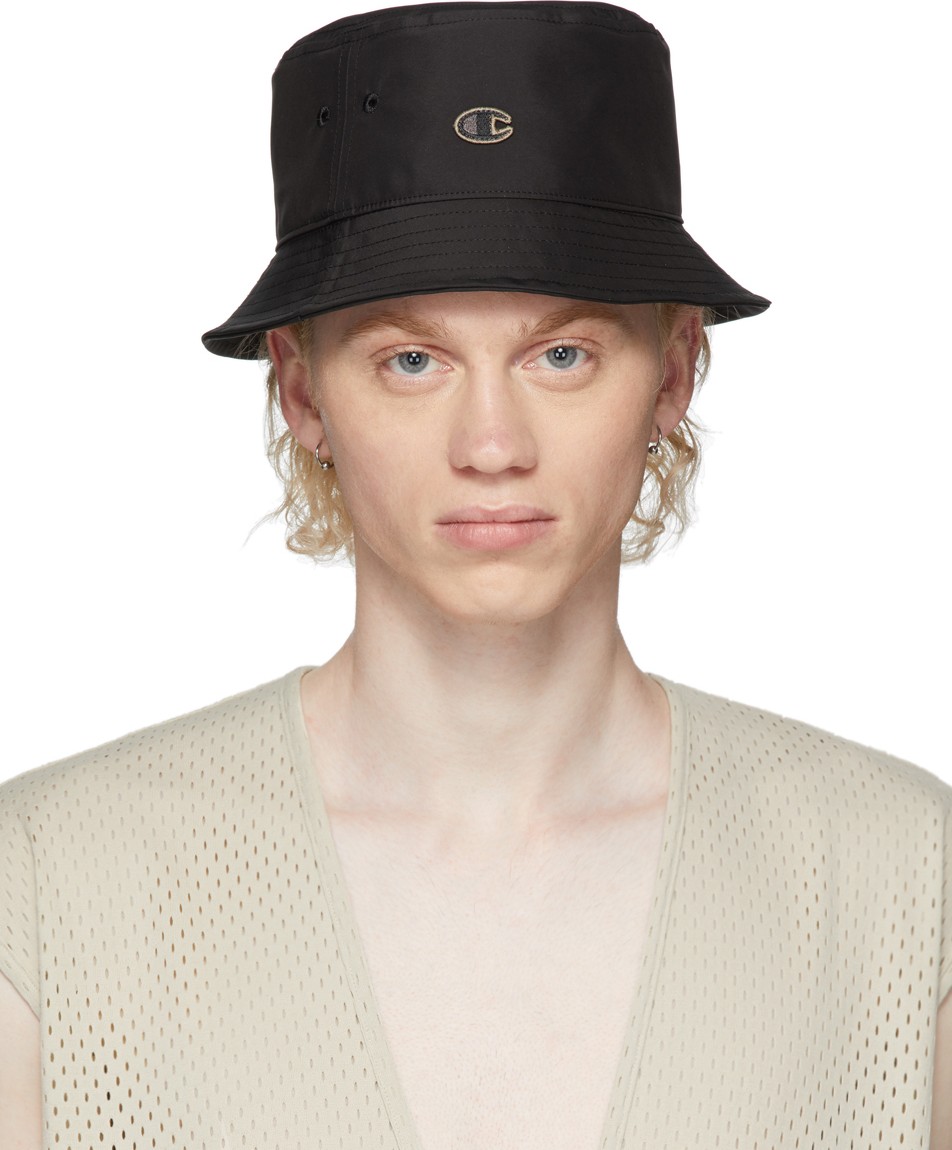 Rick Owens Black Champion Edition Gilligan Bucket Hat Rick Owens Black Champion Edition Gilligan Bucket Hat