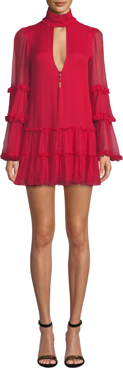 Alexis Naoko High-Neck Ruffle Mini Dress