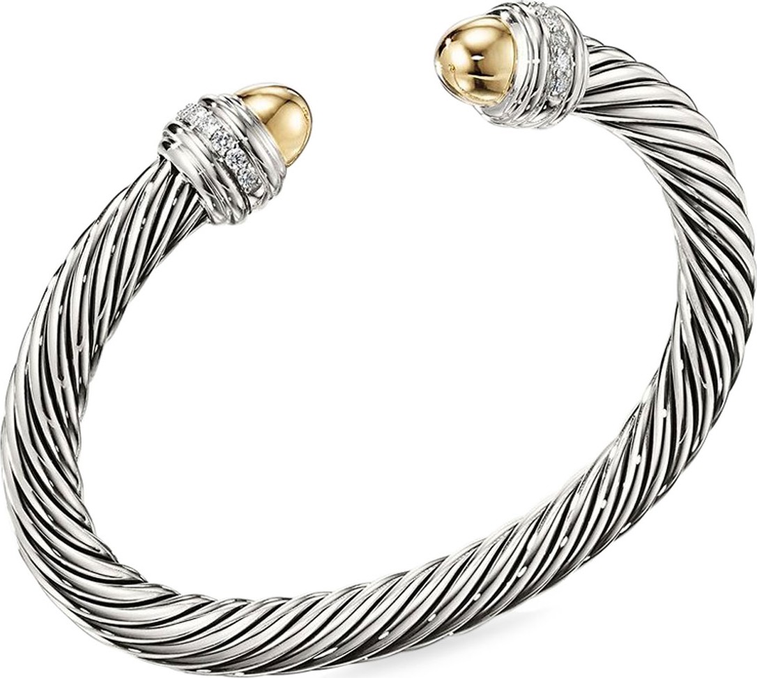 David Yurman Cable Bracelet w/ Diamonds & 14k Gold