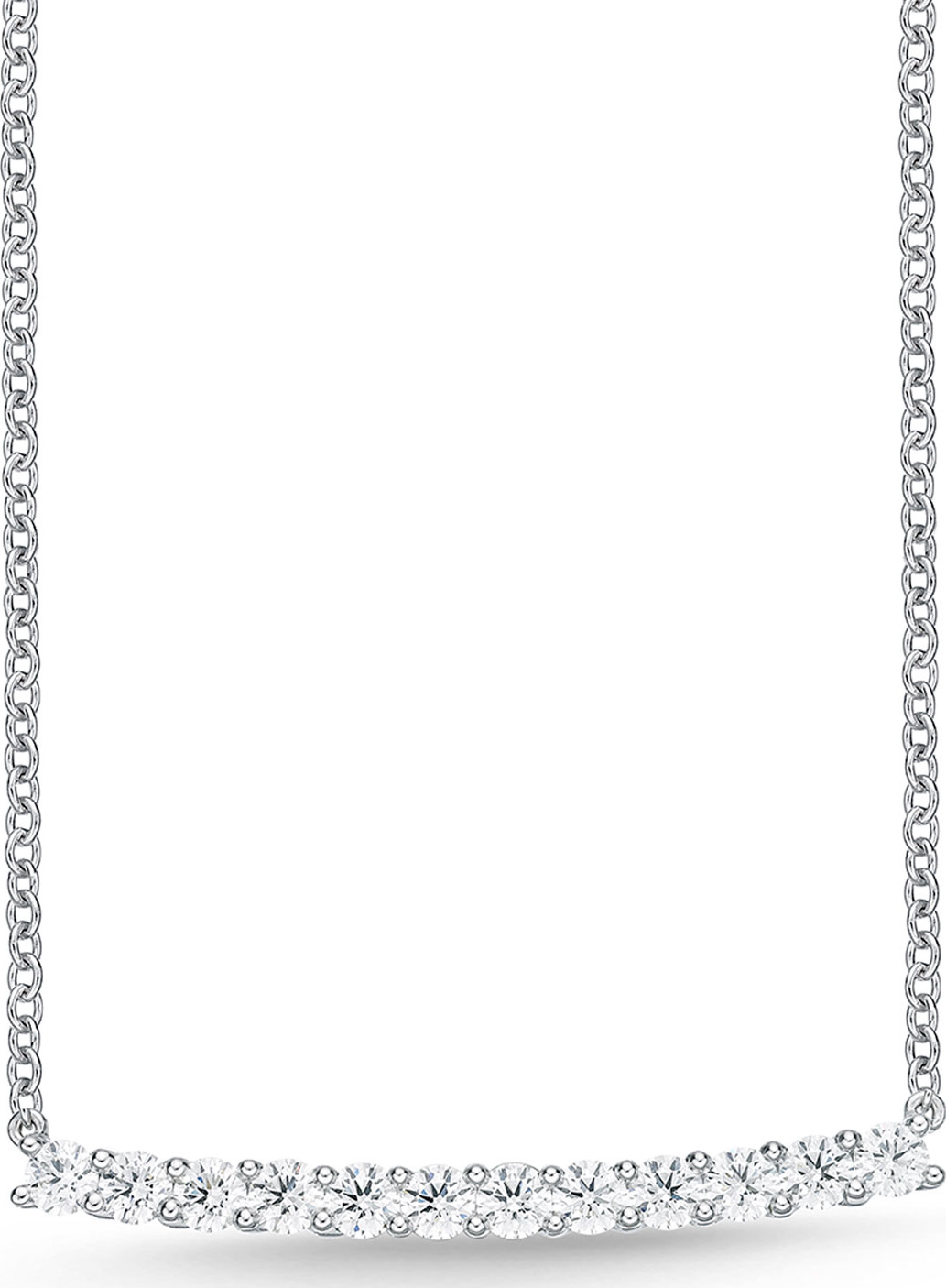 Memoire 18k White Gold Large Diamond Bar Pendant Necklace