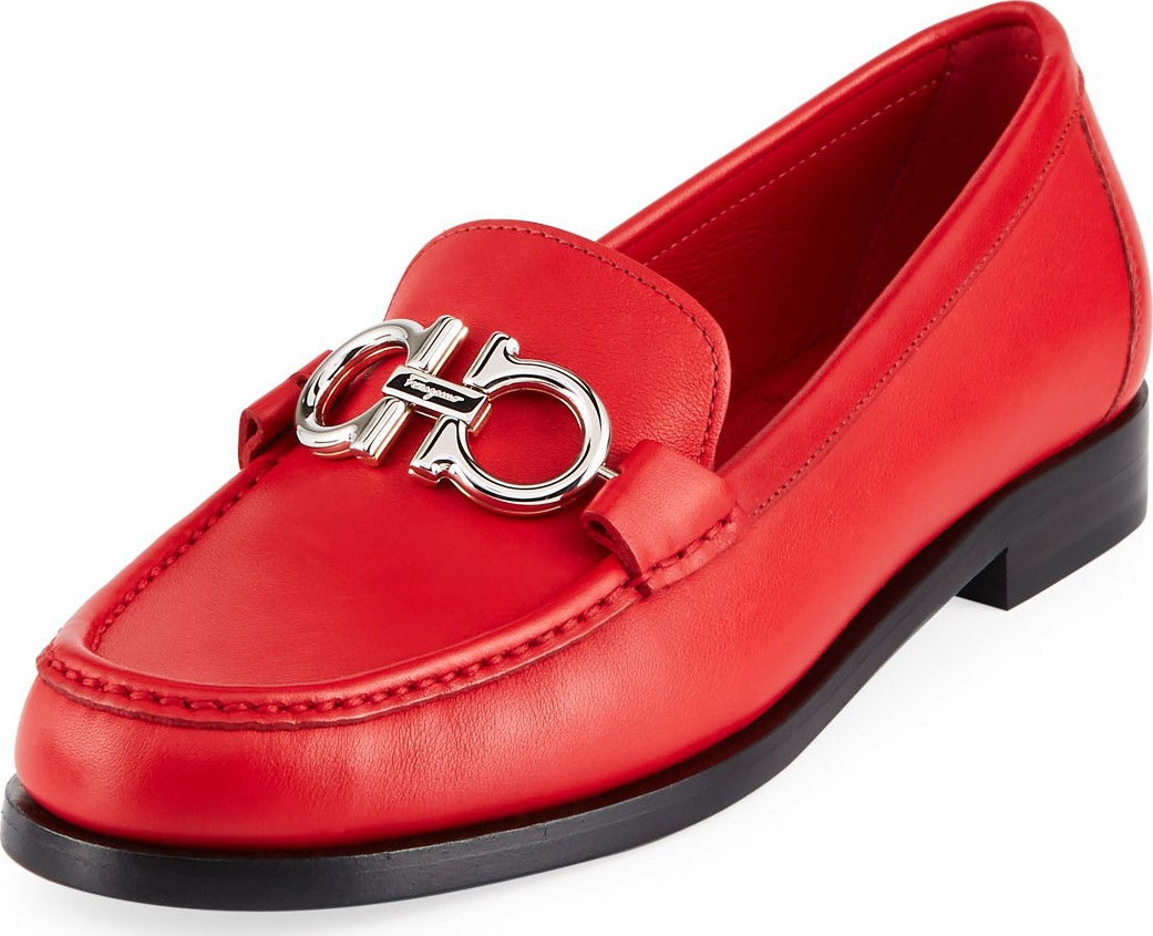 Salvatore Ferragamo Rolo Calf Leather Loafers with Gancini Bit