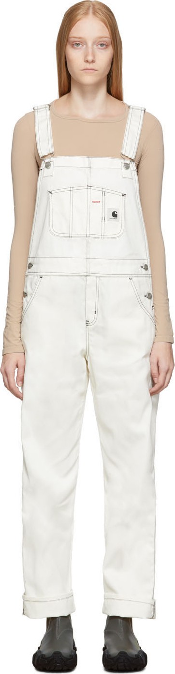 Carhartt Work In Progress White Bib Straight Overalls