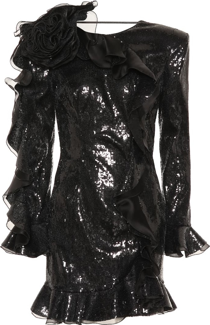 Dundas Ruffle-trimmed sequined minidress