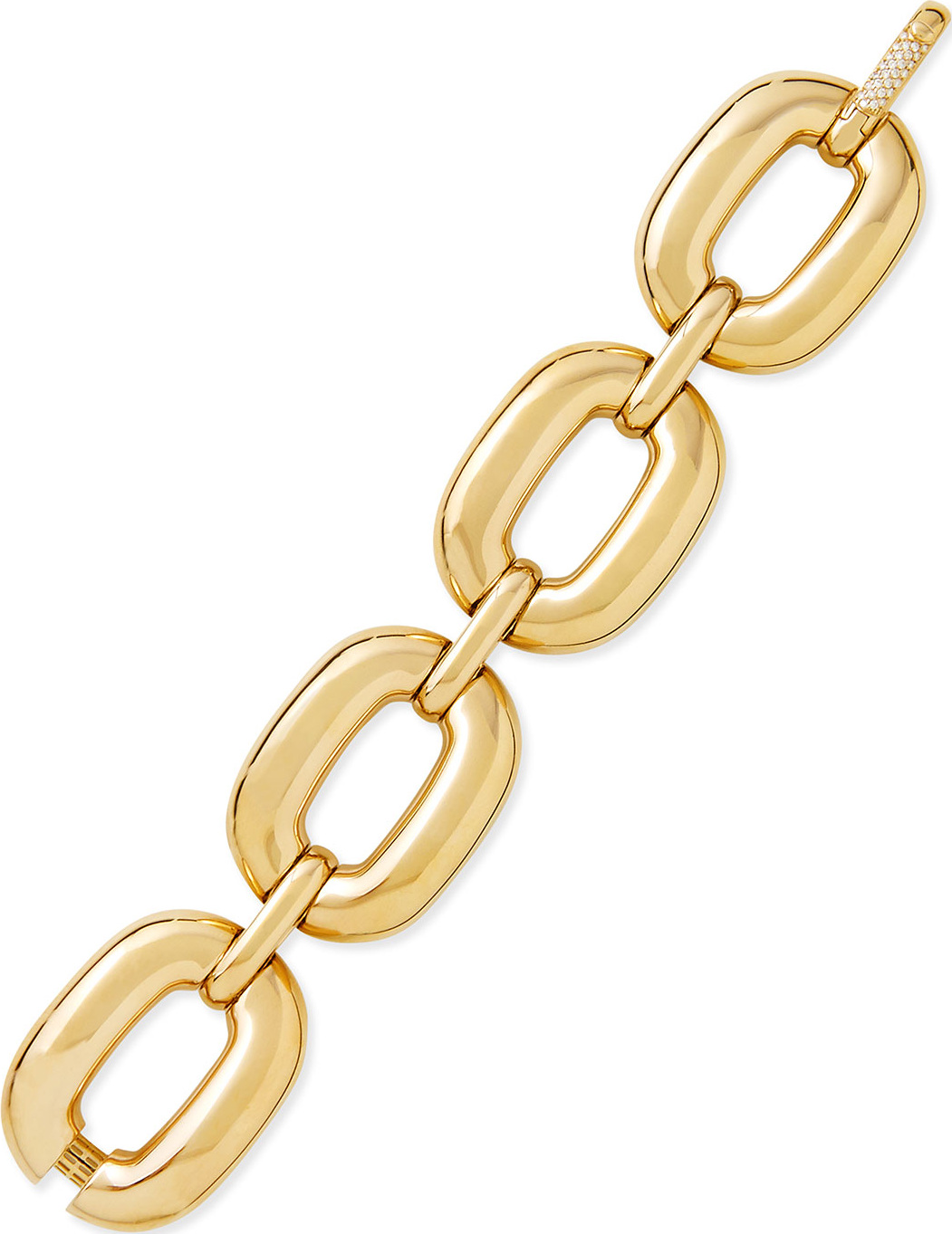 Roberto Coin Bold Yellow Gold Large-Link Bracelet with Diamond Clasp