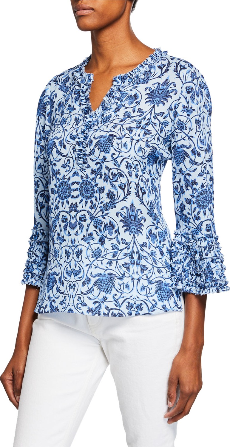 KOBI HALPERIN Candice Patterned Silk Blouse