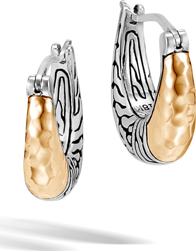 John Hardy Classic Chain Arch Hoop Earrings w/ 18k Gold