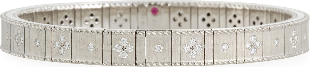 Roberto Coin 18k White Gold Flexible Diamond Princess Bracelet