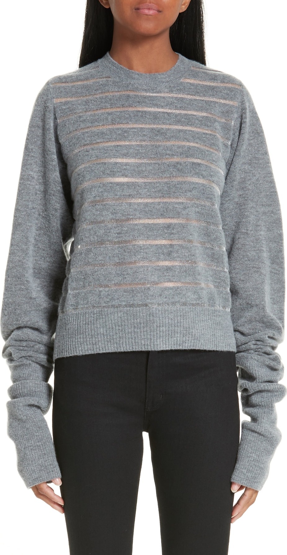 Noir Kei Ninomiya Sheer Stripe Wool Blend Sweater