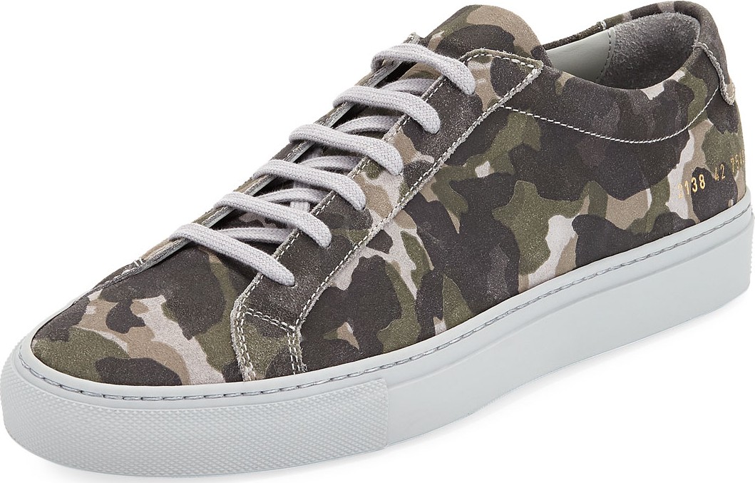 Common Projects Men's Achilles Camo Suede Low-Top Sneakers, Gray
