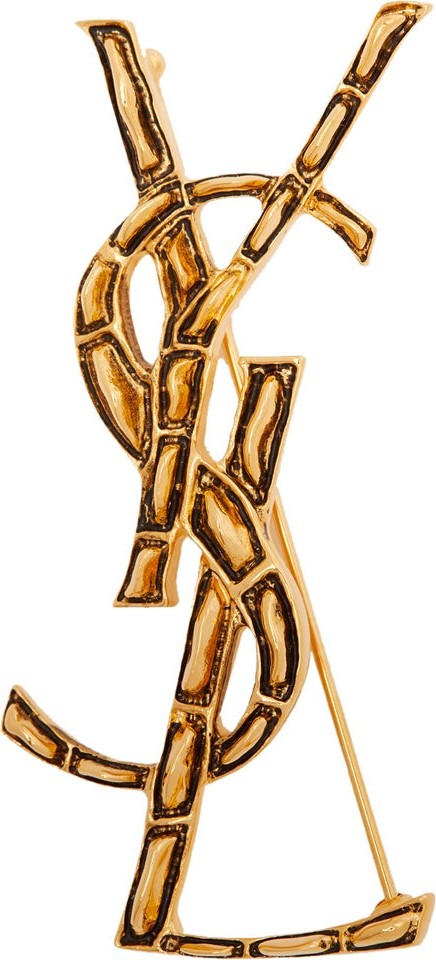Saint Laurent YSL crocodile-effect brooch