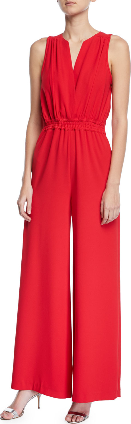 Carolina Ritzler Irma Sleeveless Plunging Wide-Leg Jumpsuit
