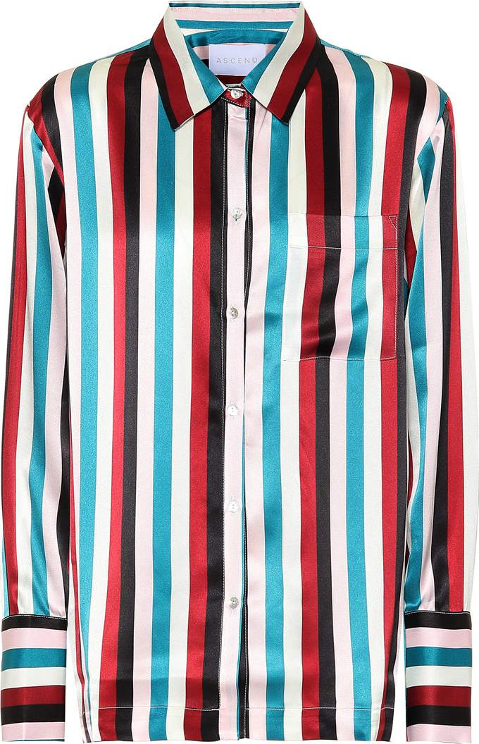 Asceno Striped silk pajama shirt