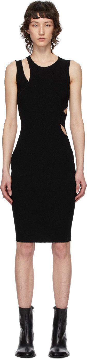 Helmut Lang Black Layered Slash Tank Dress
