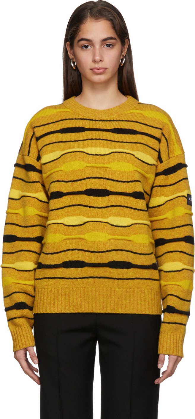 NAPA by Martine Rose Yellow Striped Knit Crewneck Sweater