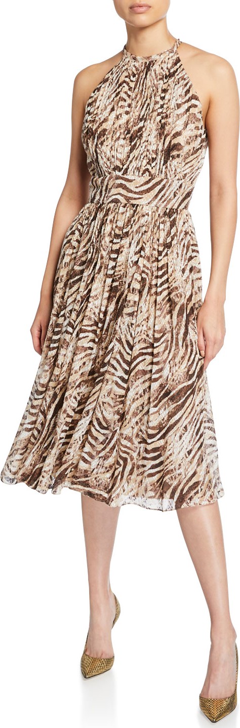 Elie Tahari Dominica Tiger Stripe Halter Dress
