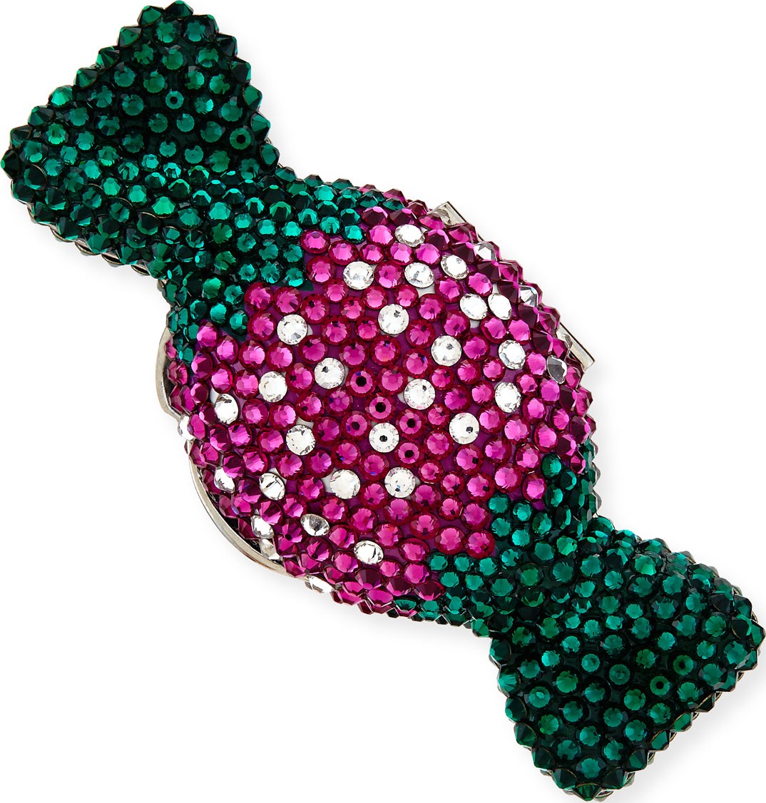 Judith Leiber Strawberry Crystal Candy Pillbox, Silver/Strawberry