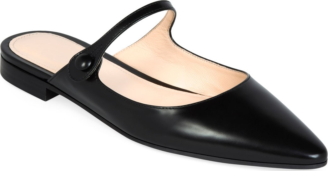 Prada Mary Jane Leather Button Mules