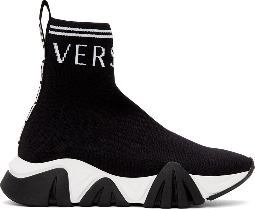 Versace Black Logo Sock Sneakers