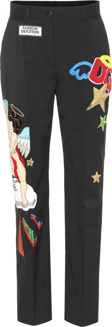 Dolce & Gabbana Appliquéd stretch wool pants