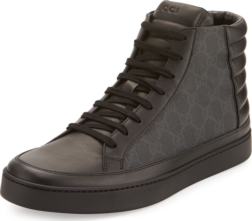 Gucci Men's Common Canvas & Leather High-Top Sneakers