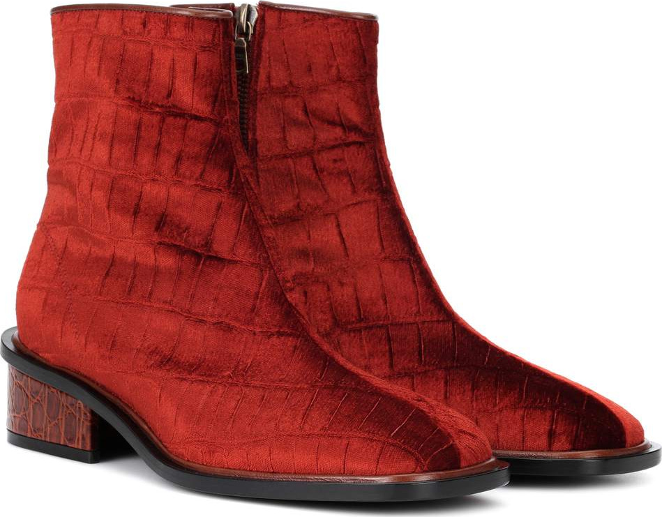 Dries Van Noten Velvet ankle boots