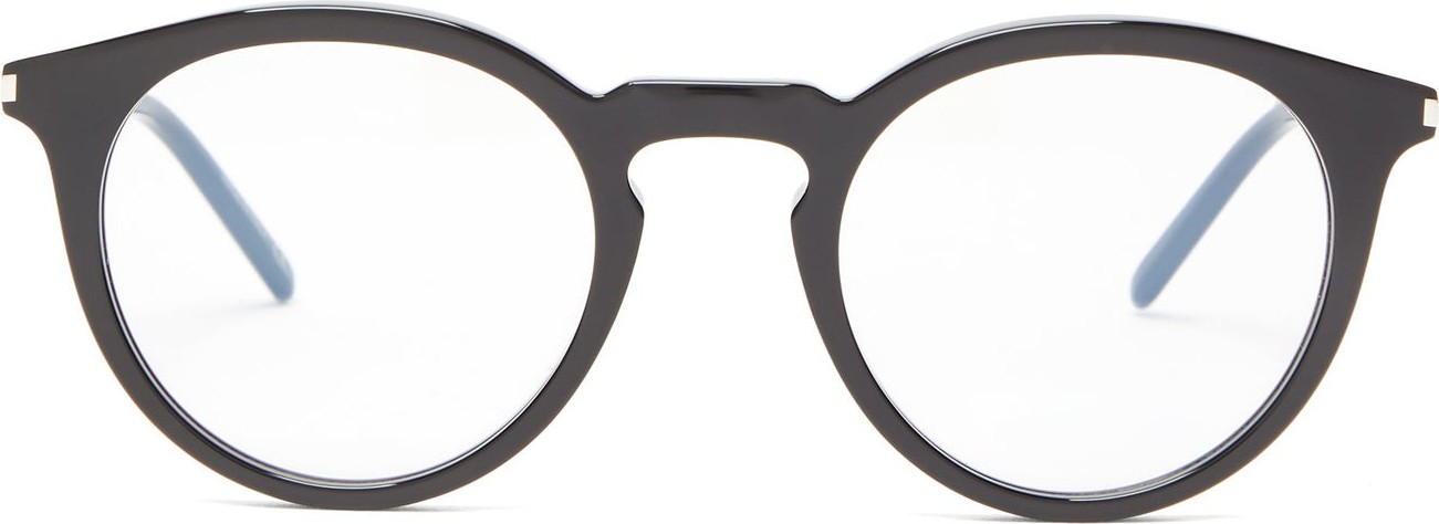 Saint Laurent Logo-engraved round acetate glasses