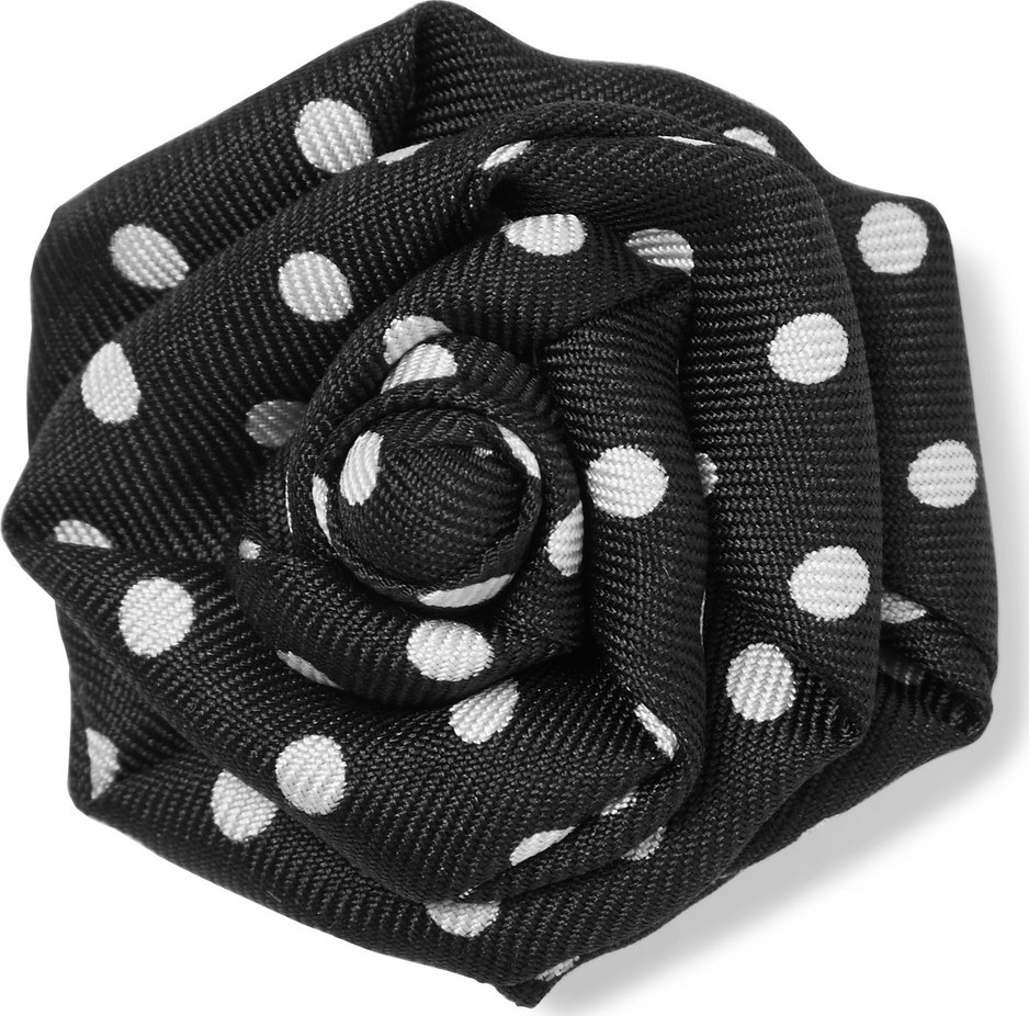 Charvet Polka-Dot Silk-Faille Lapel Pin