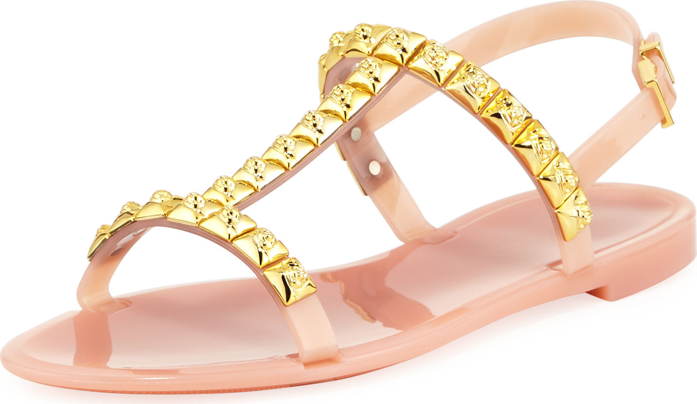 Stuart Weitzman Jelrose Studded Flat Jelly Sandal