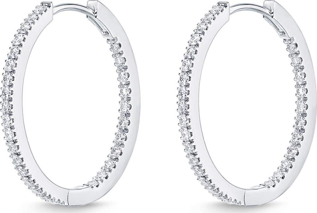 Memoire 18k White Gold Oval Hoop Earrings