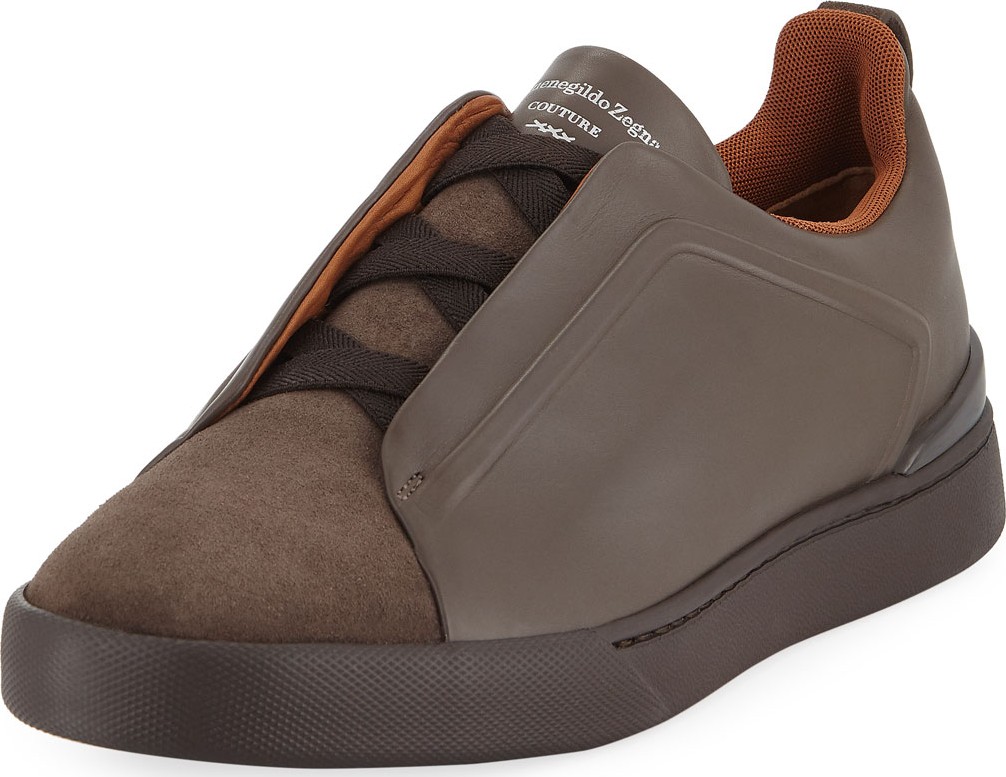 Ermenegildo Zegna Men's Triple-Stitch Low-Top Sneakers